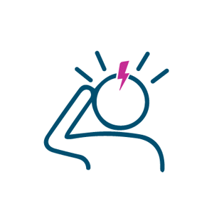 Ilustration einer Person, die sich den schmerzenden Kopf hält.